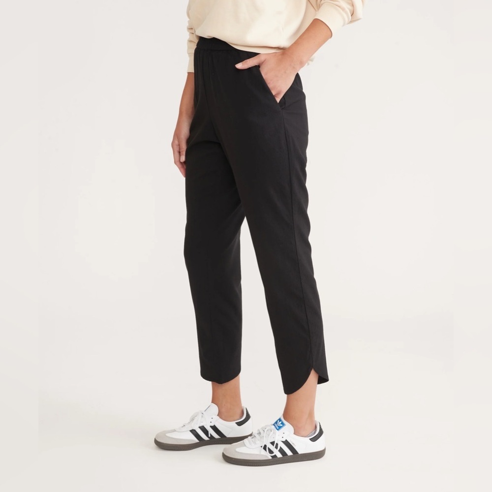 Marine Layer Alison Black Tulip Hem Pull On Ankle Pant medium light weight